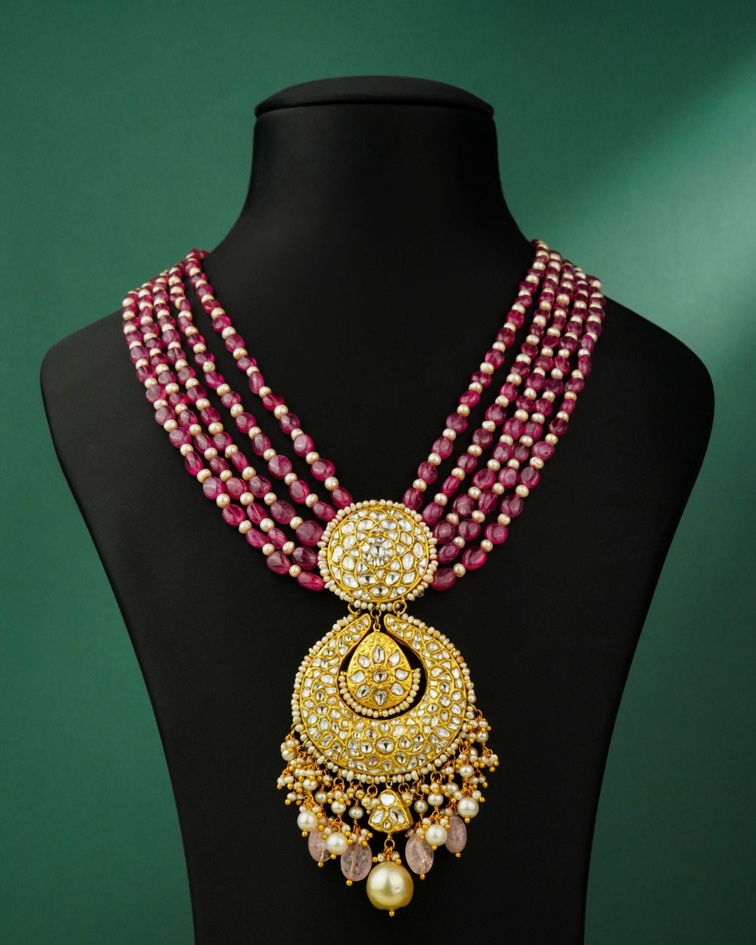 Fiza Polki And Diamond Bead Pendant