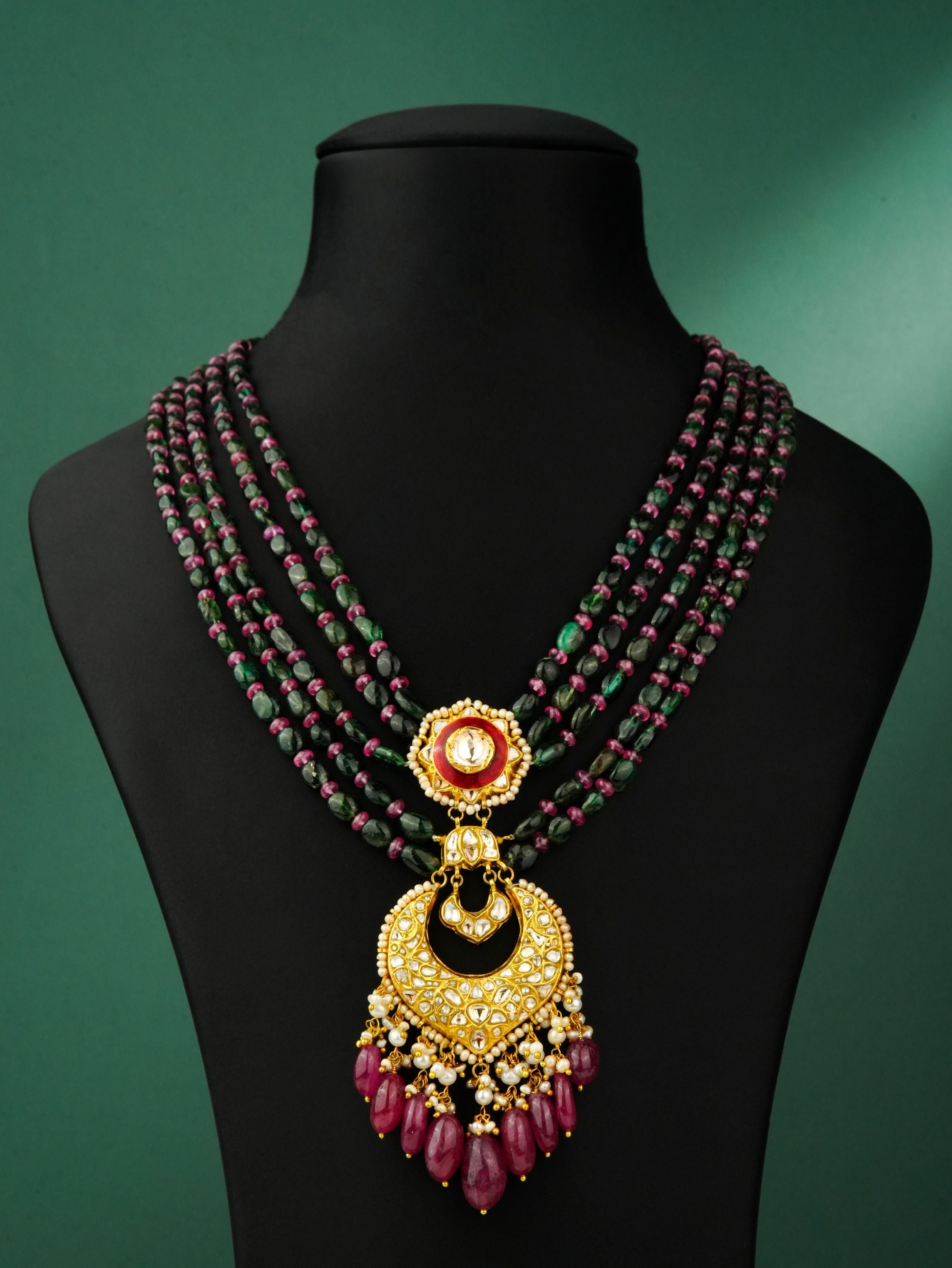 Neha Polki And Diamond Bead Pendant