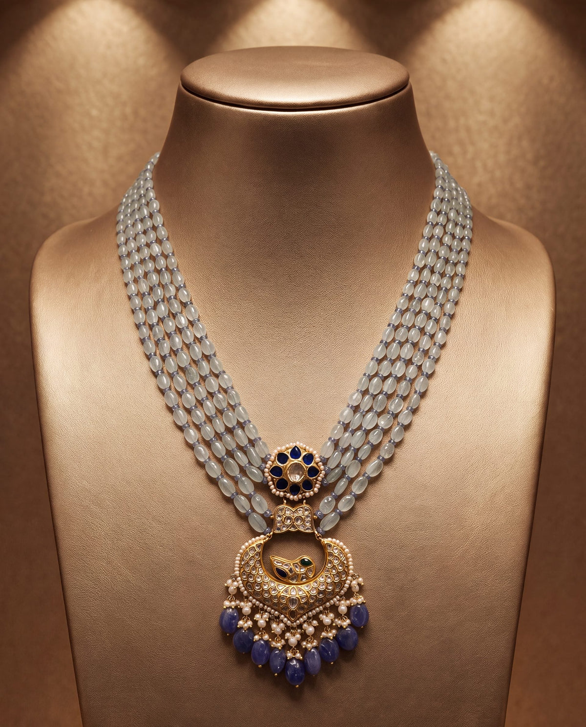 Deeksha Polki And Diamond Bead Pendant
