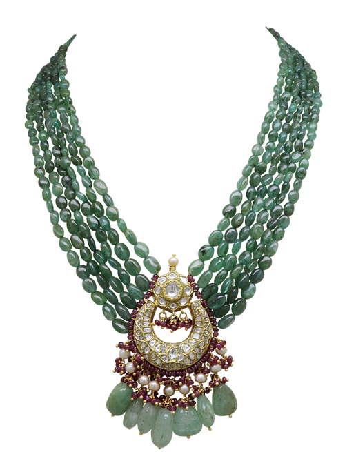 Nakshtraa Bead Pendant and Vitika Chandbalis Polki Set