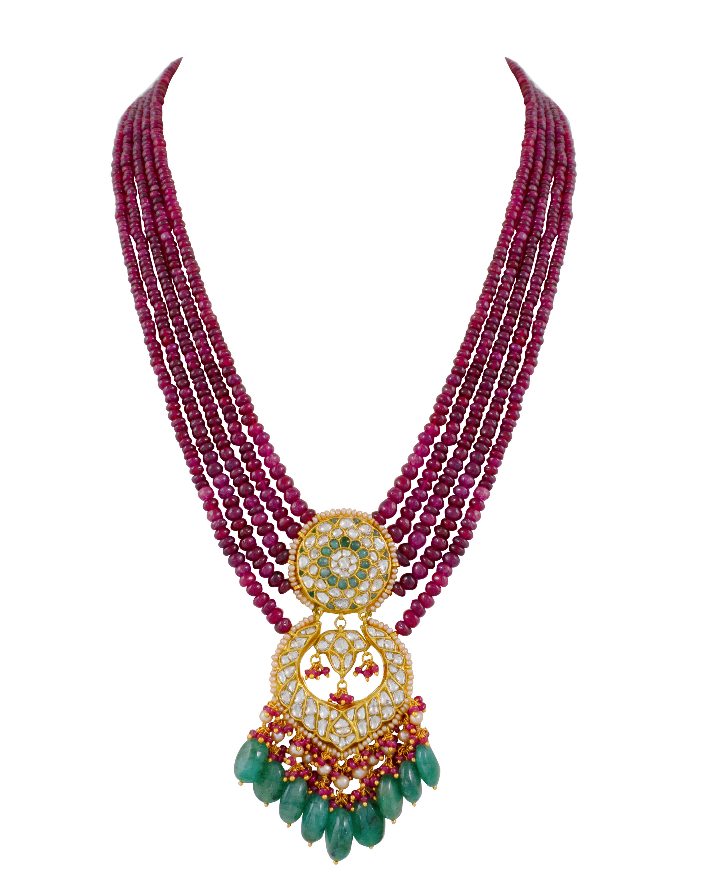 Julekha Bead Pendant And Aakifa Chandbalis Polki Set