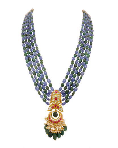 Yasha Bead Pendant And Lamicha Chandbalis Polki Set