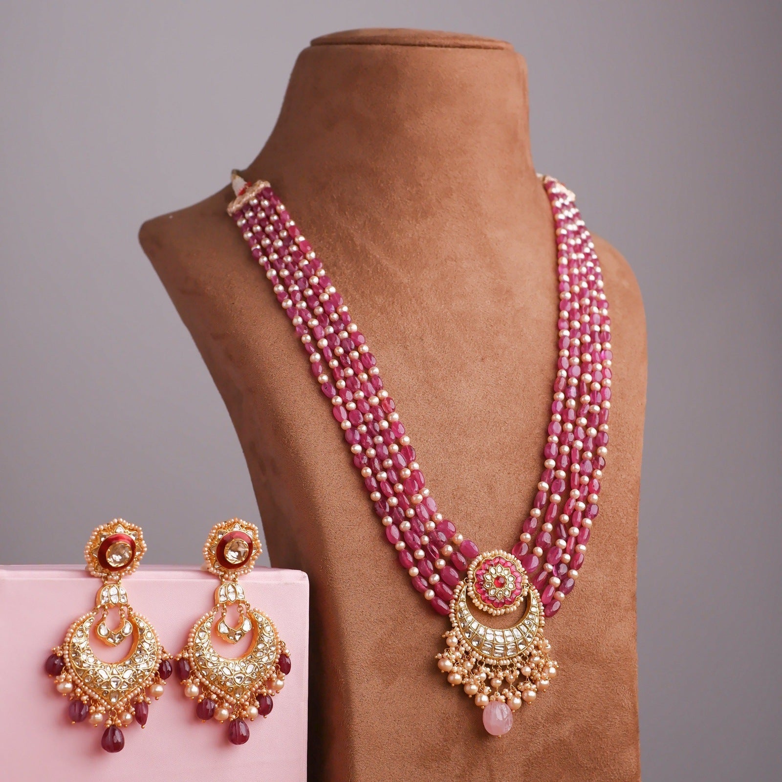 Panasi Bead Pendant And Jalak Chandbalis Polki Set