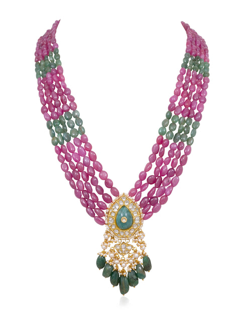 Myla Bead Pendant and Amara Tops Polki Set