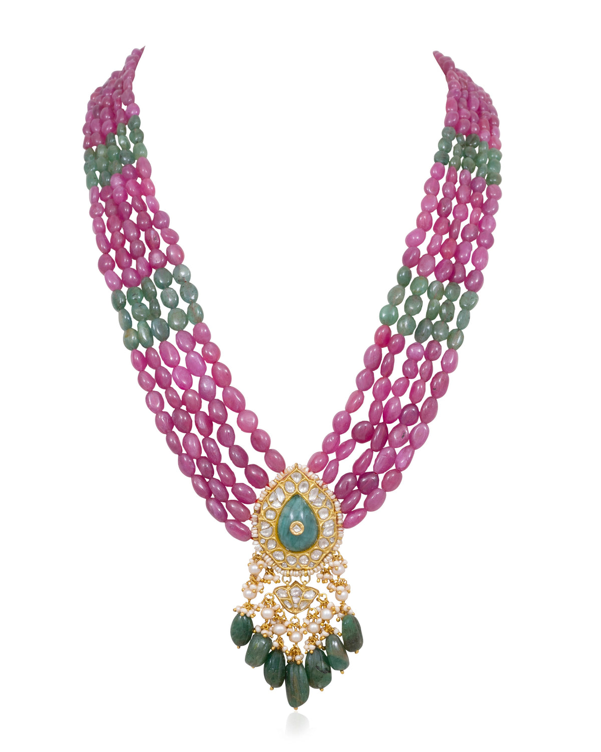 Myla Bead Pendant and Amara Tops Polki Set