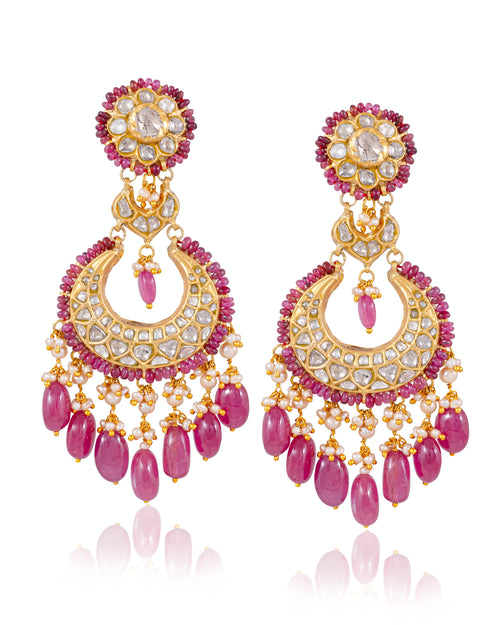 Aanam Necklace And Rekha Chandbalis Polki Set