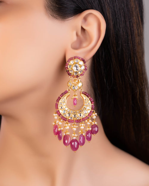 Aanam Necklace And Rekha Chandbalis Polki Set