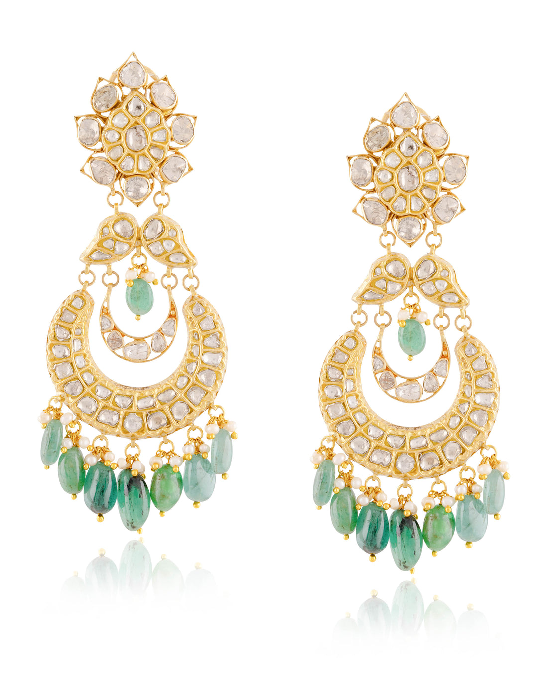 Hina Necklace And Diya Chandbalis  Polki And Diamond Set