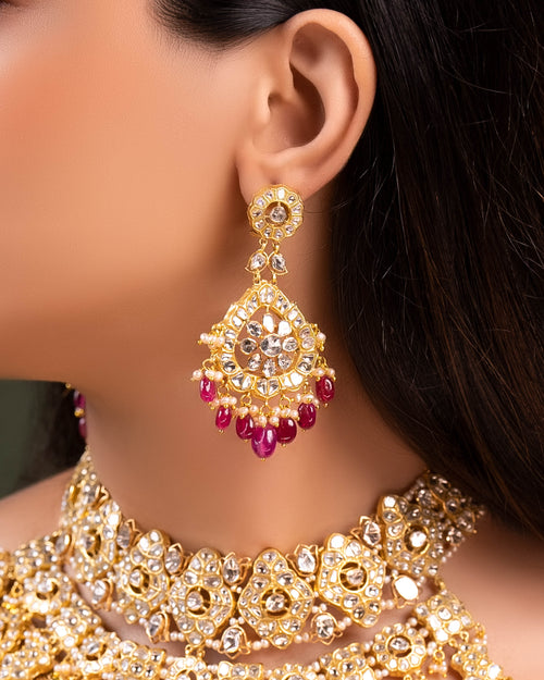 Sanchi Polki Long Earrings