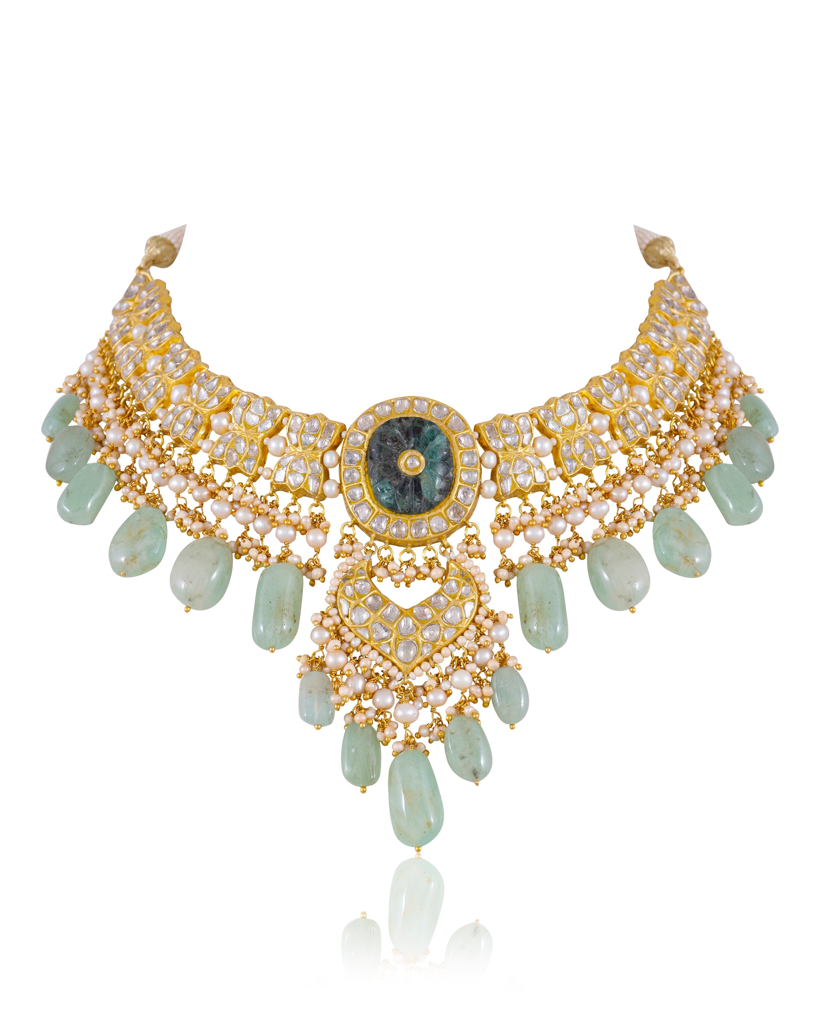 Shehnaz Necklace And Disha Chandbalis Polki Set