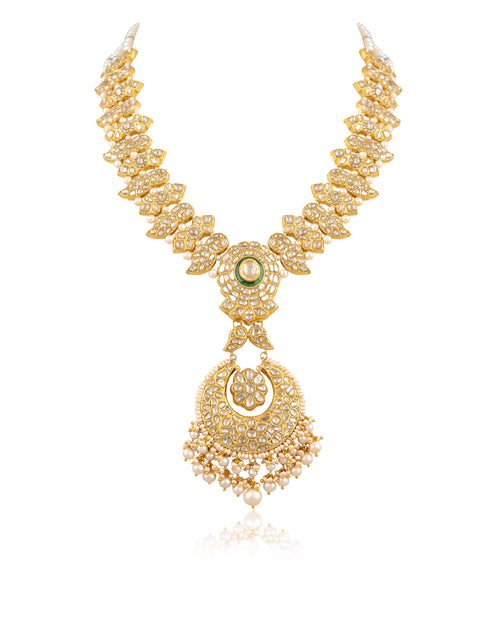 Mariam Bead Choker And Dhanvi Long Necklace Polki Set