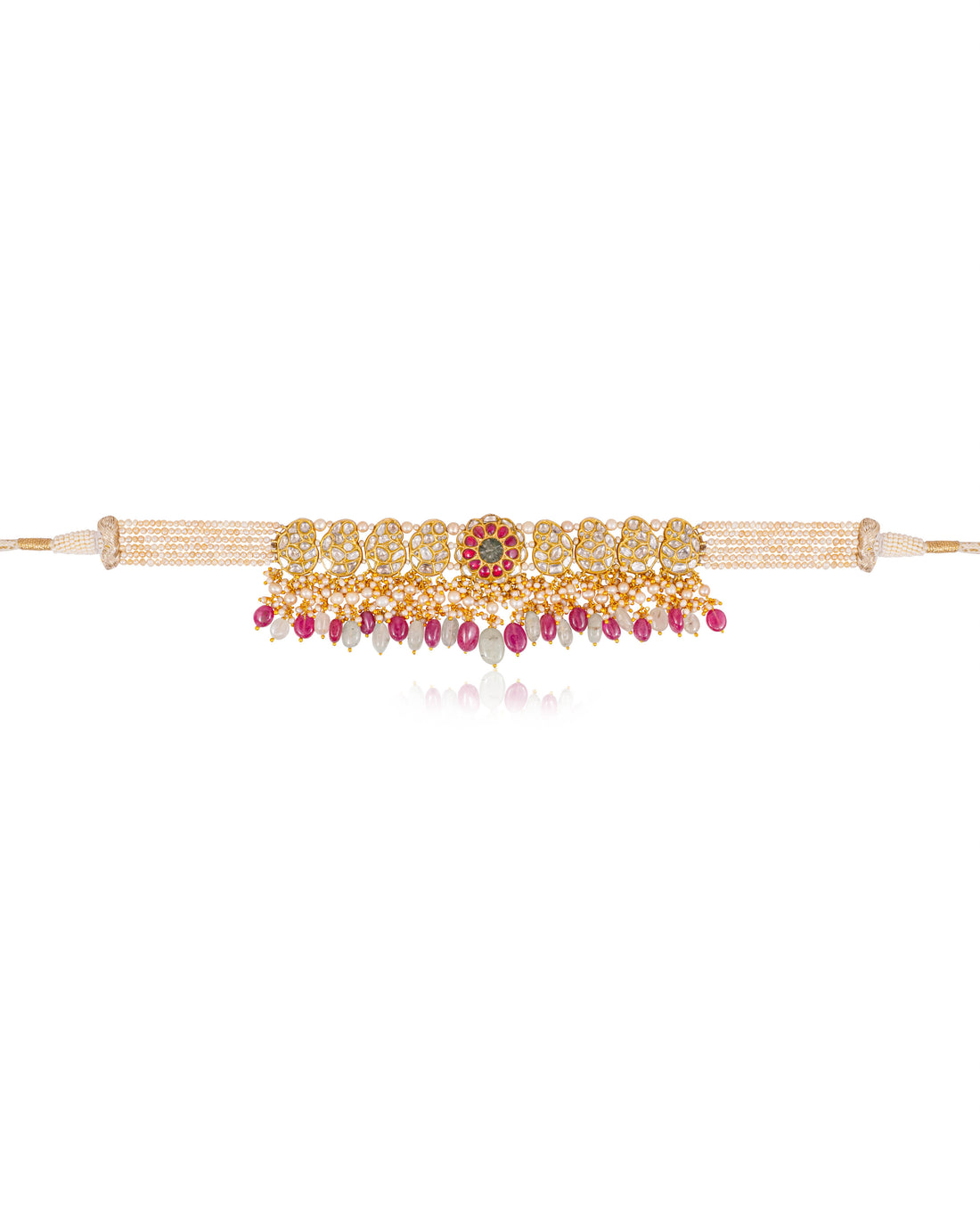 Trishika Choker And Nishat Tops Polki Set