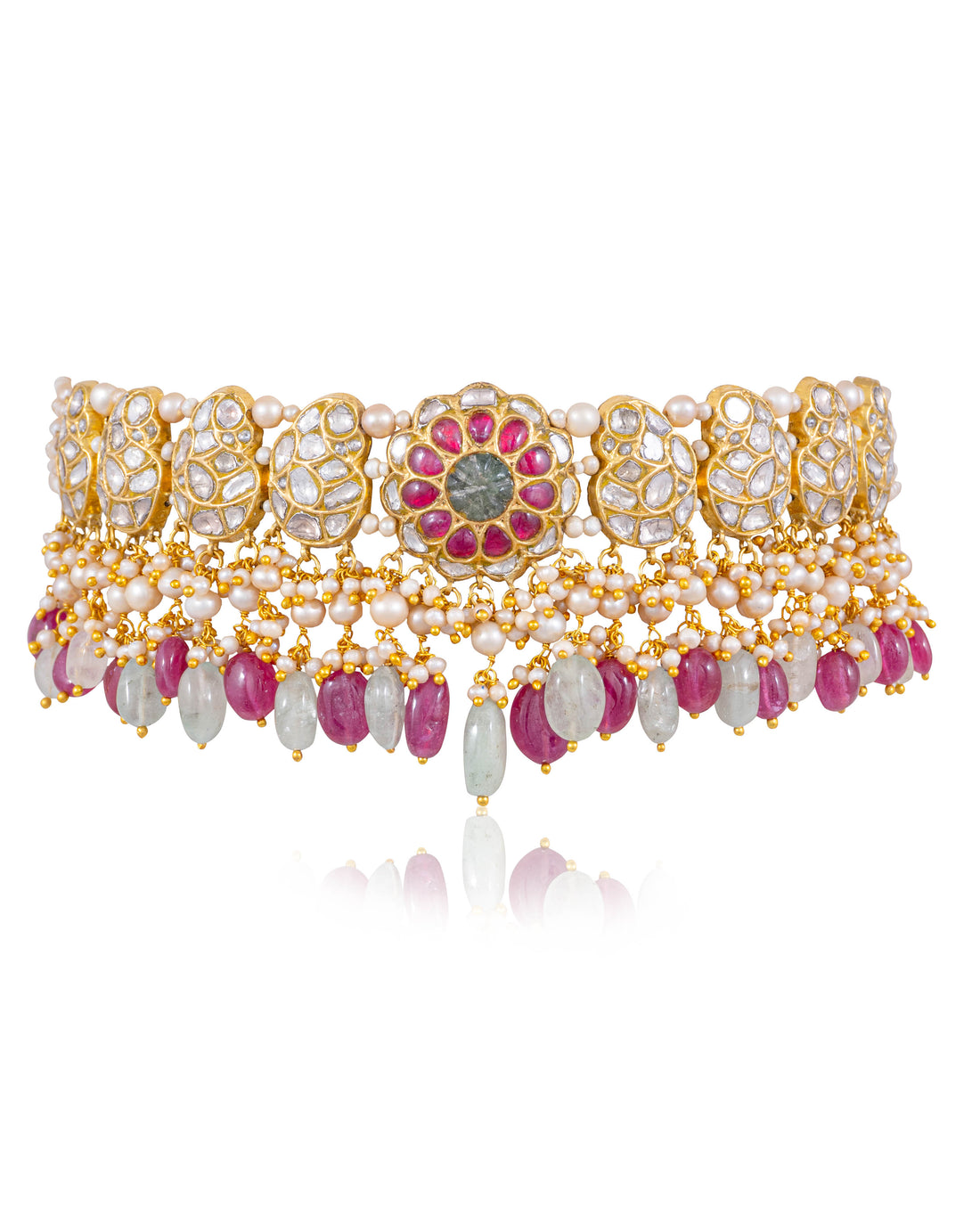 Trishika Choker And Nishat Tops Polki Set