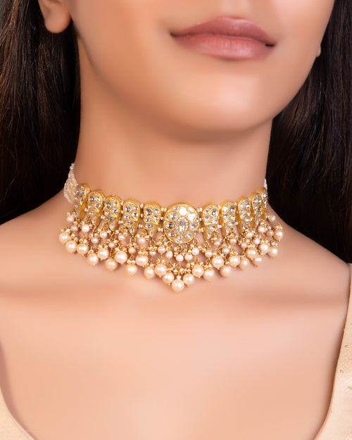 Nikaha Choker And Supdeep Tops Polki Set