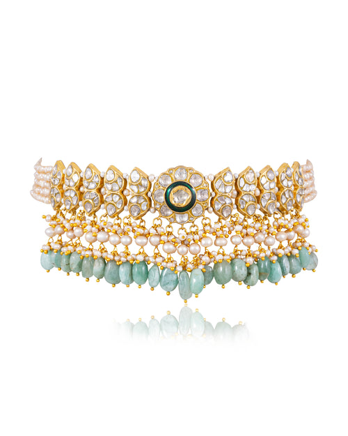 Tanisha Choker And Muskan Tops Polki Set