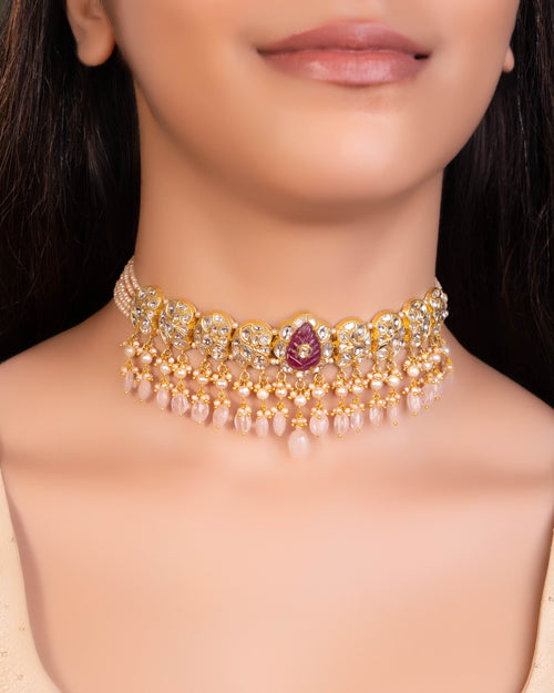 Kriya Choker And Manasvi Tops Polki Set