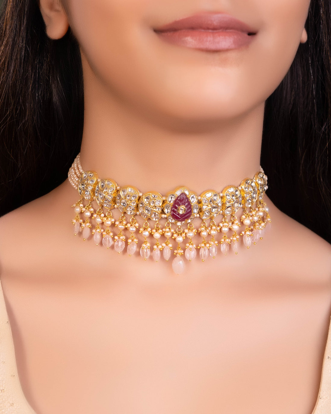 Kriya Choker And Manasvi Tops Polki Set