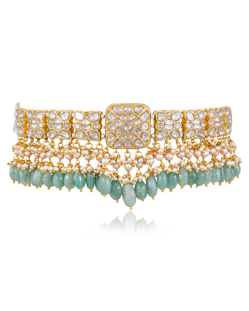 Naimi Choker And Adi Tops Polki Set