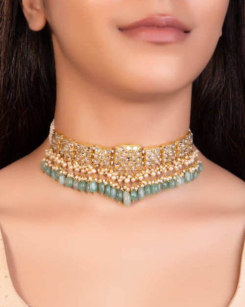 Naimi Choker And Adi Tops Polki Set