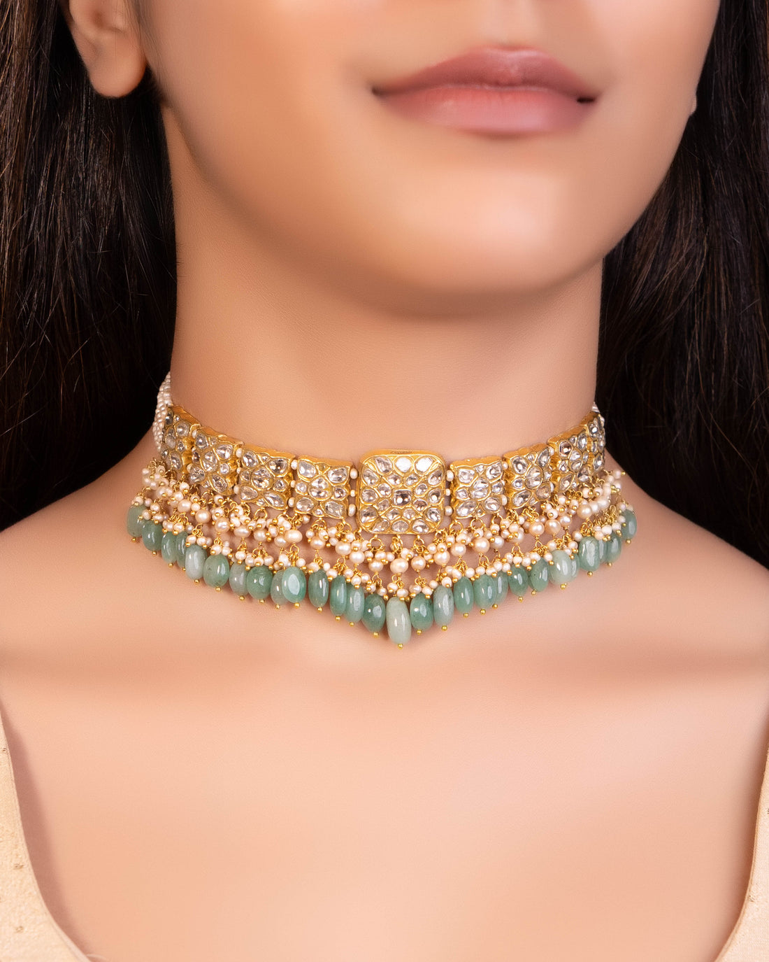 Naimi Choker And Adi Tops Polki Set