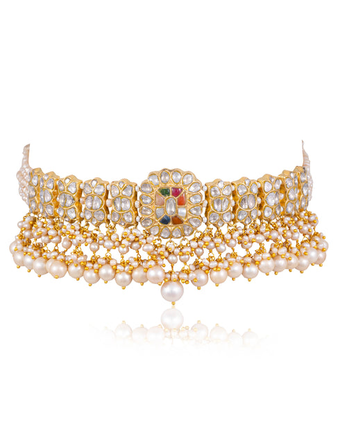 Vithika Choker And Fareen Tops Polki Set