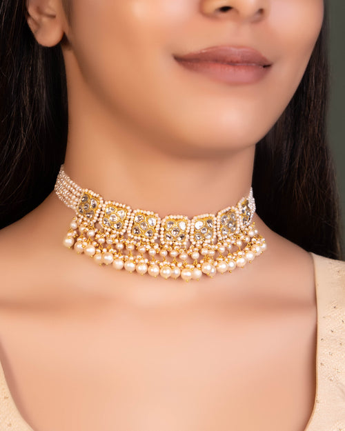 Tanusha Choker And Seema Tops Polki Set