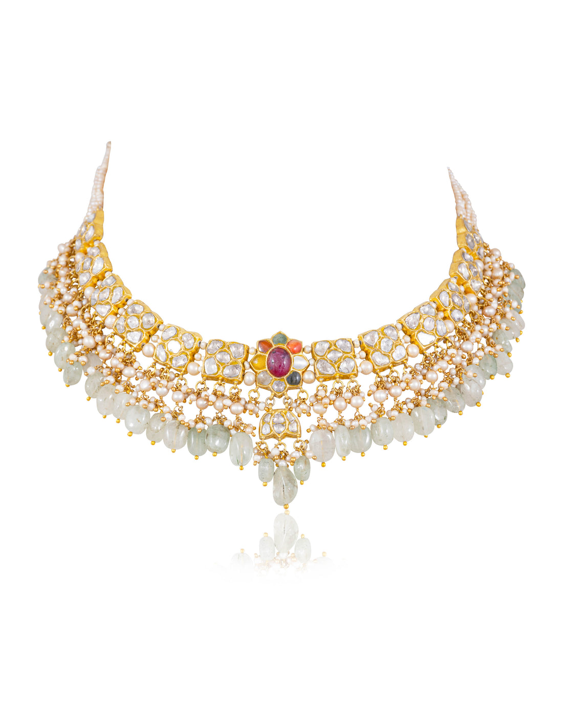 Zeeshani Necklace And Mehek Tops Polki Set