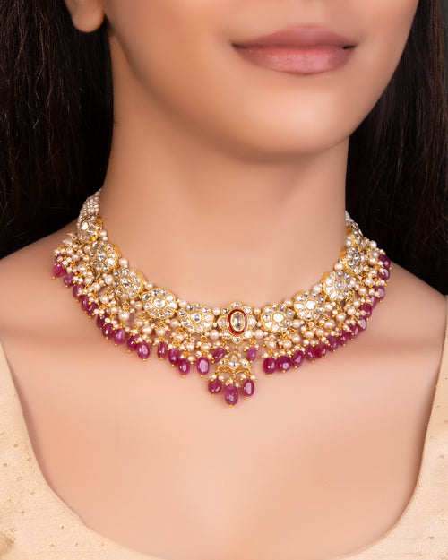 Depali Necklace And Shrestha Tops Polki Set
