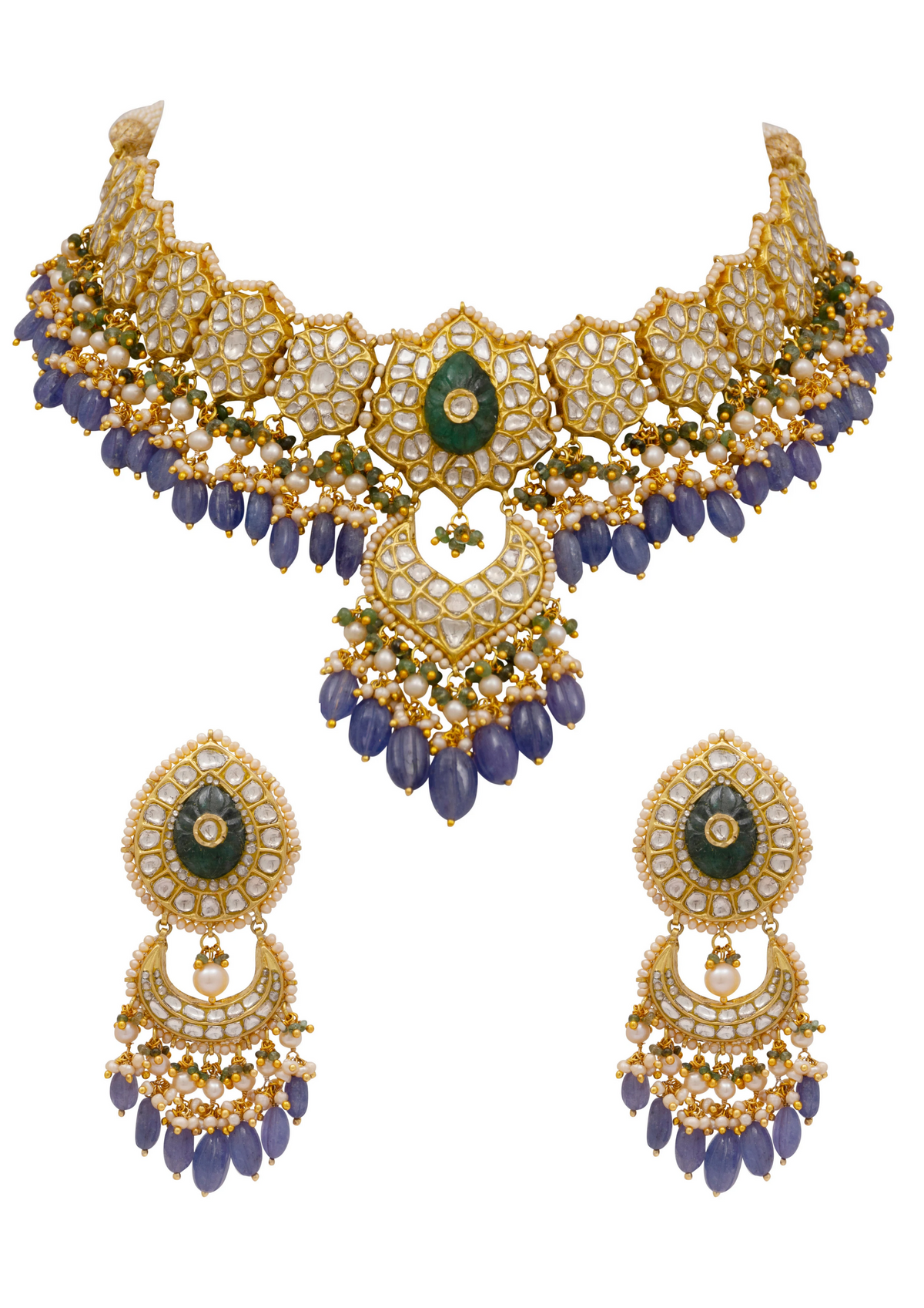 Aditi Necklace and Resha Chandbalis Polki Set