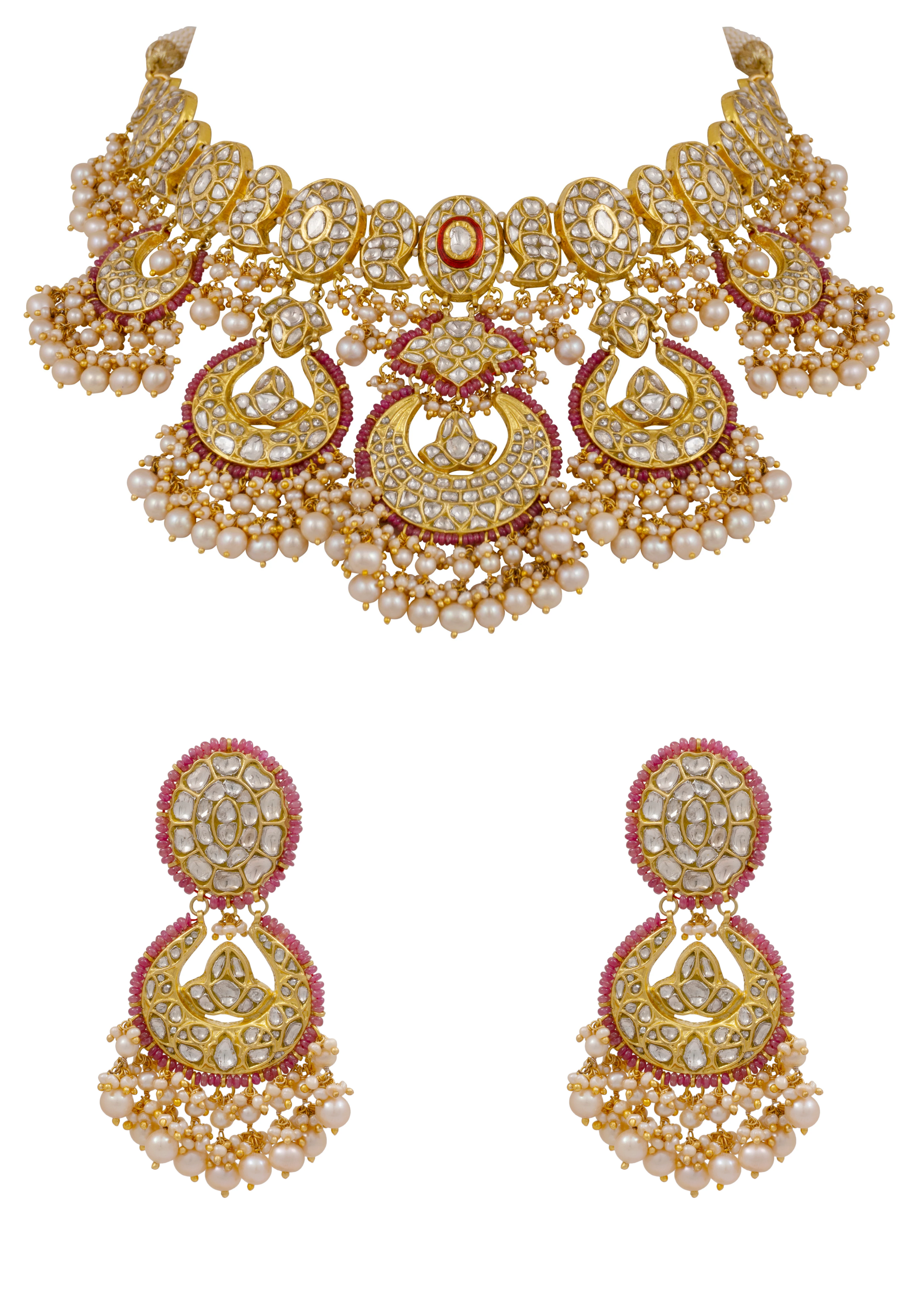 Shreeya Necklace and Smiti Chandbalis Polki Set