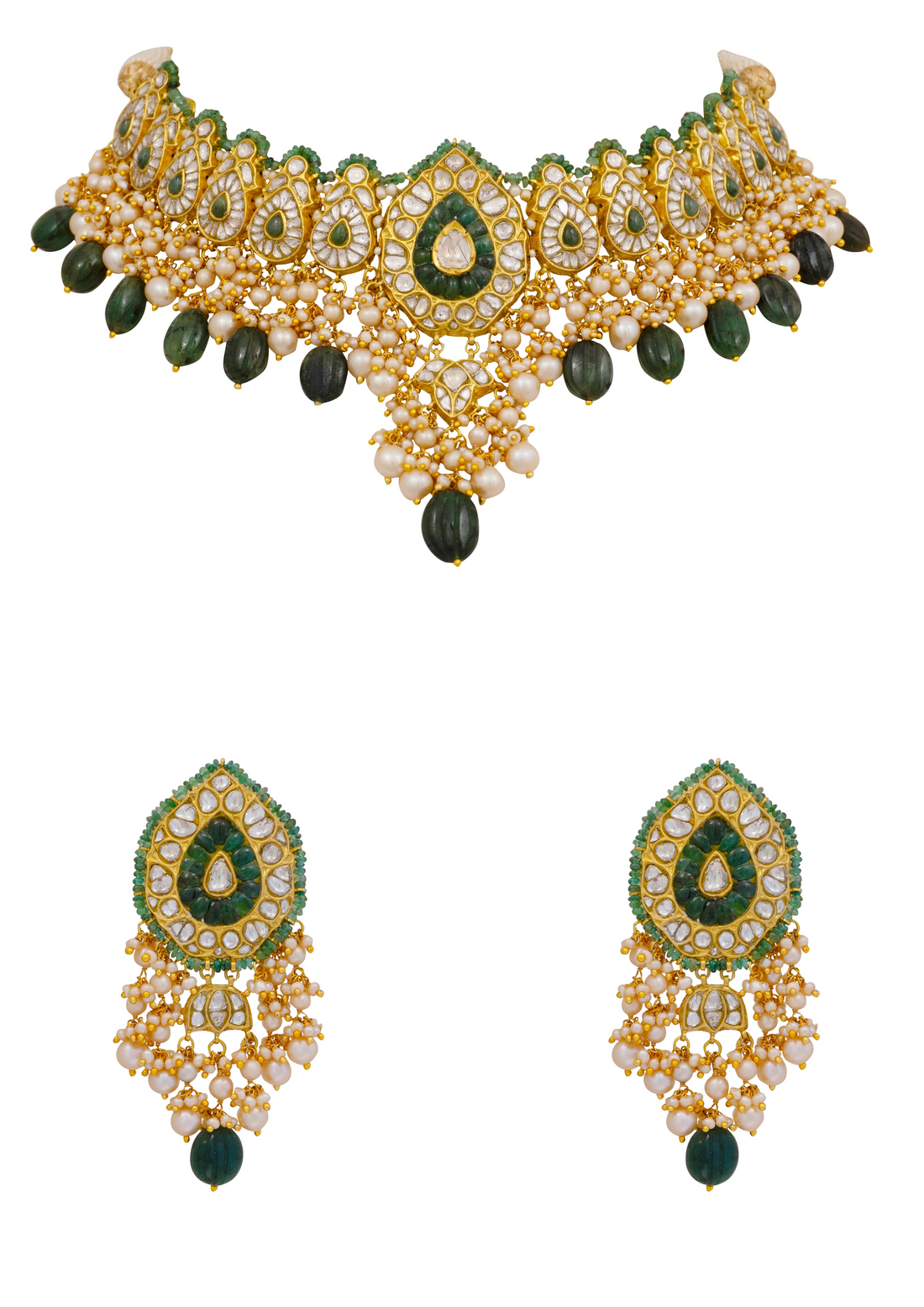 Priyal Necklace and Chitra Earrings Polki Set
