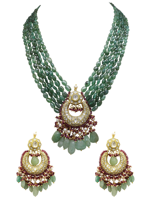 Nakshtraa Bead Pendant and Vitika Chandbalis Polki Set