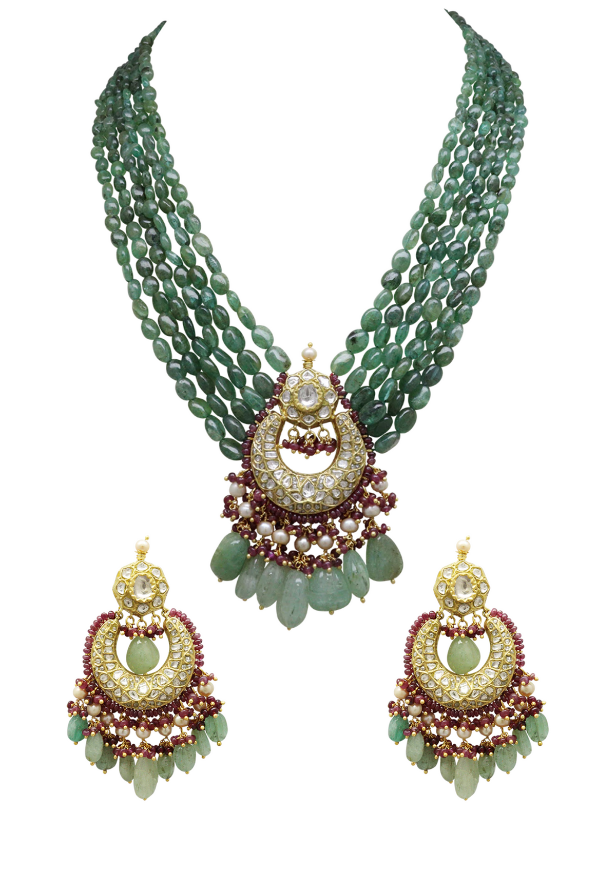 Nakshtraa Bead Pendant and Vitika Chandbalis Polki Set
