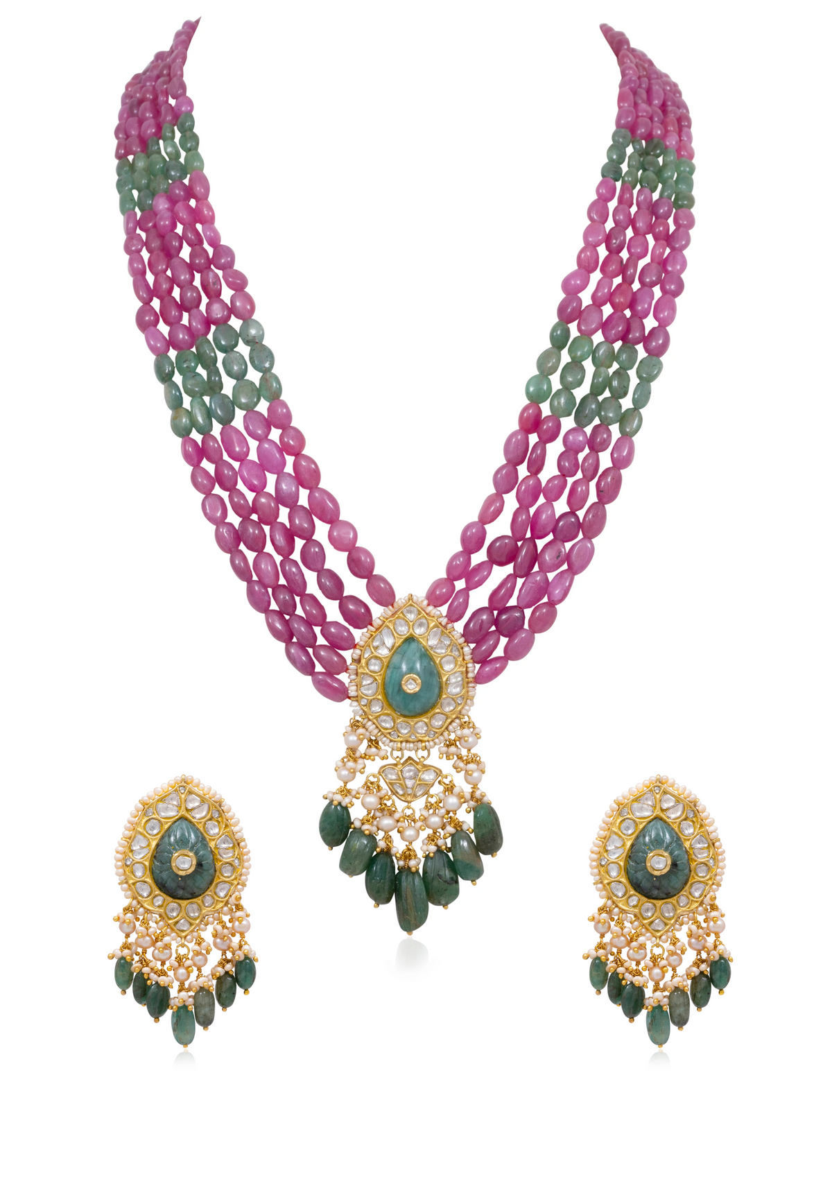 Myla Bead Pendant and Amara Tops Polki Set
