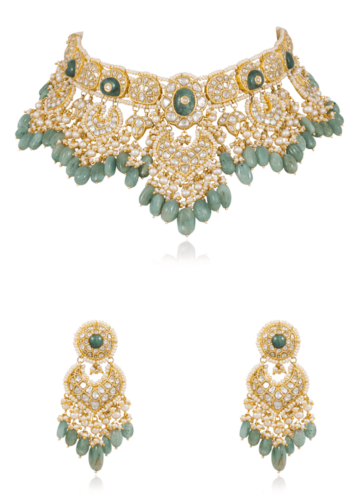 Easti Necklace and Deepa Chandbalis Polki Set
