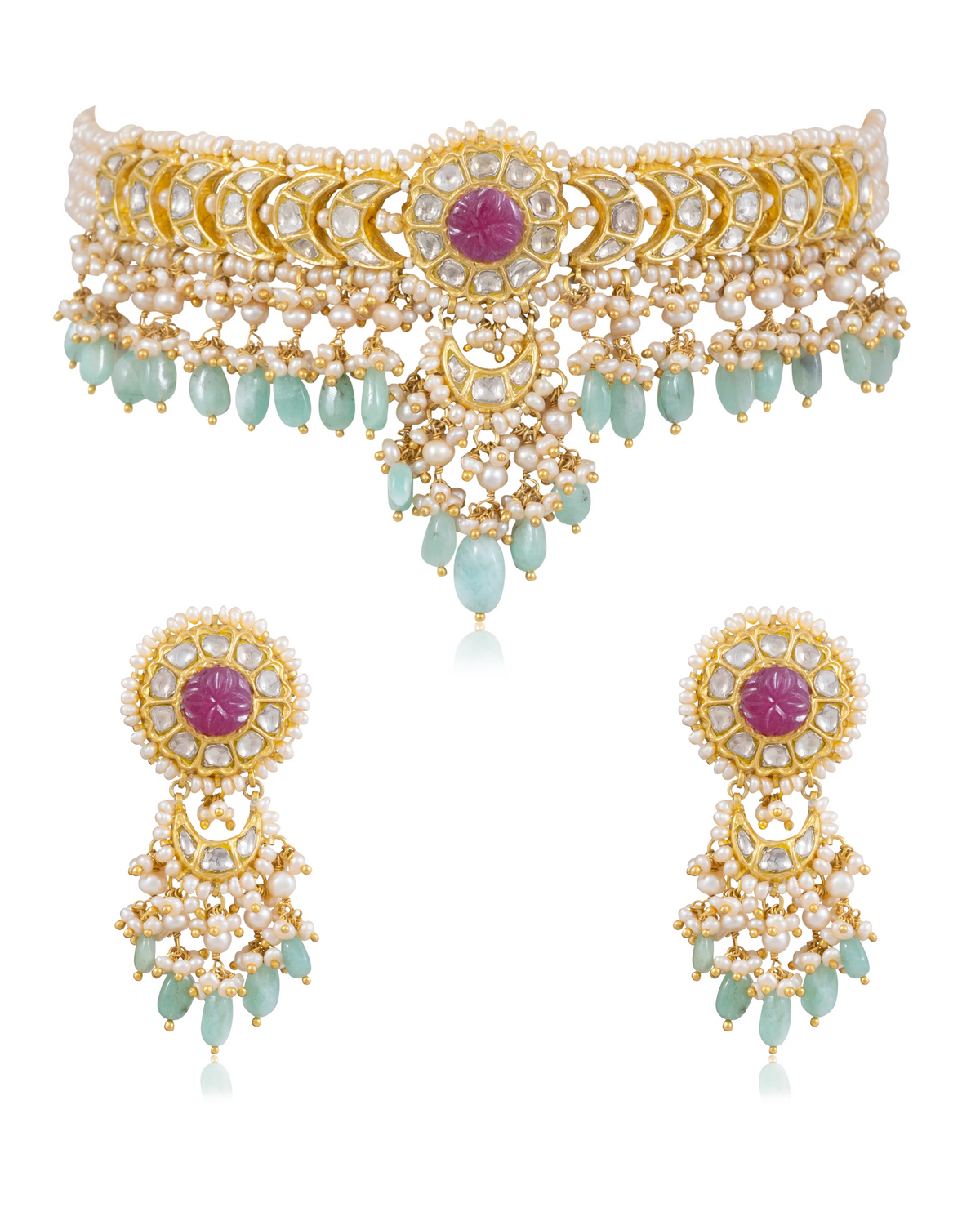 Jennifer Choker And Bhoomi Chandbalis Polki Set