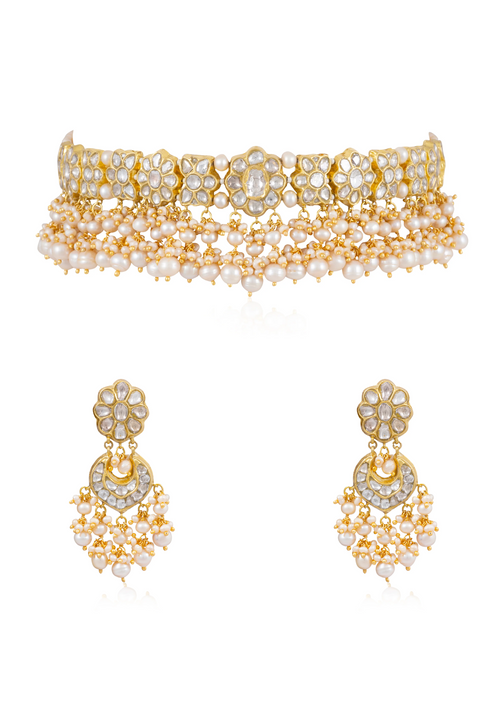 Mehek Choker And Sonali Chandbalis Polki Set