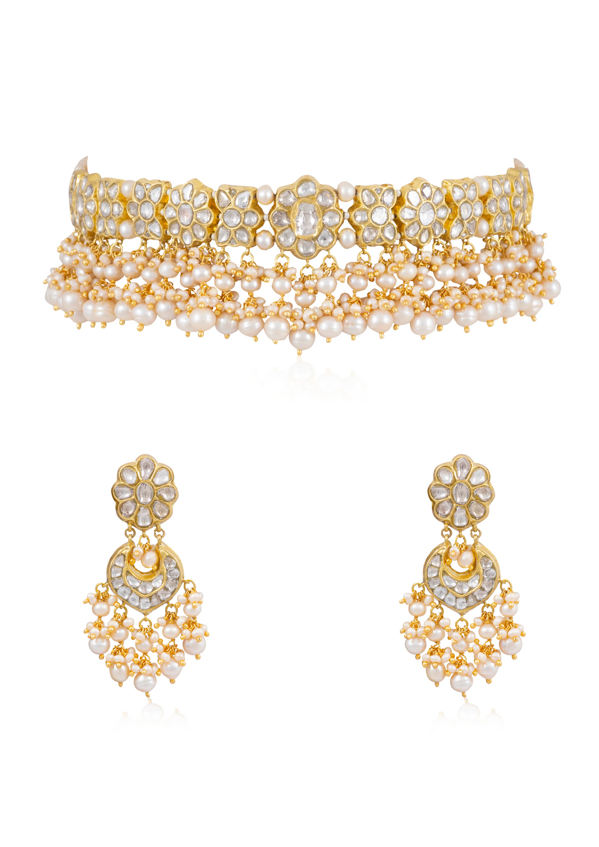 Mehek Choker And Sonali Chandbalis Polki Set