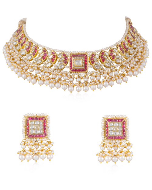 Supriya Choker And Nazish Tops Polki Set