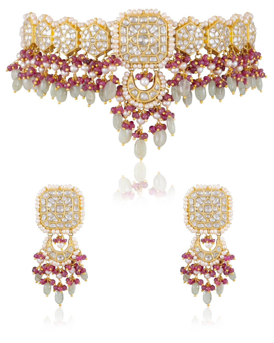Advita Choker And Tanaz Chandbalis Polki Set