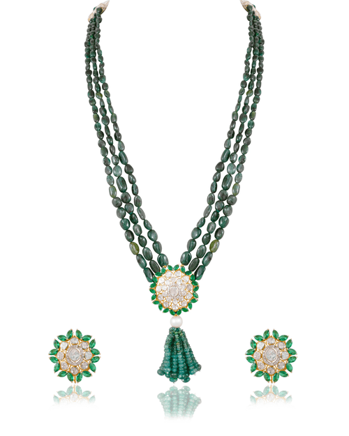 Evie Bead Pendant And Aaravi Tops Polki And Diamond Set