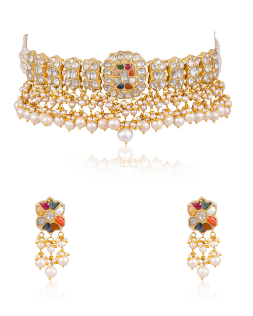 Vithika Choker And Fareen Tops Polki Set