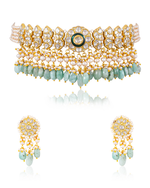 Tanisha Choker And Muskan Tops Polki Set