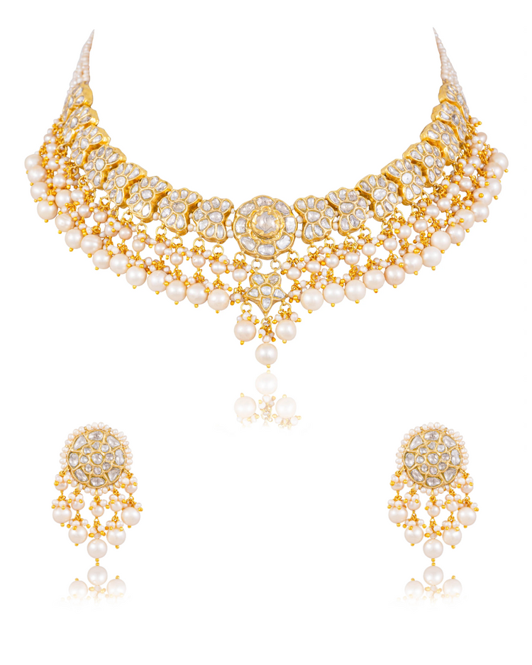 Lush Elegance Polki Necklace Set