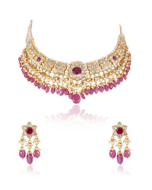 Metanshi Necklace And Metali Tops Polki Set