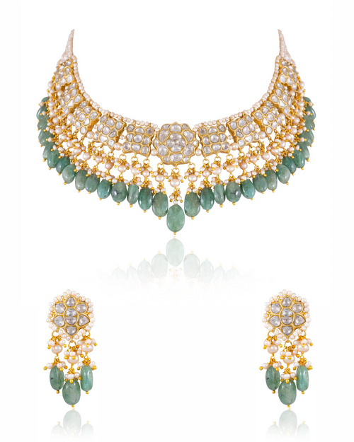 Simone Necklace And Neha Tops Polki Set
