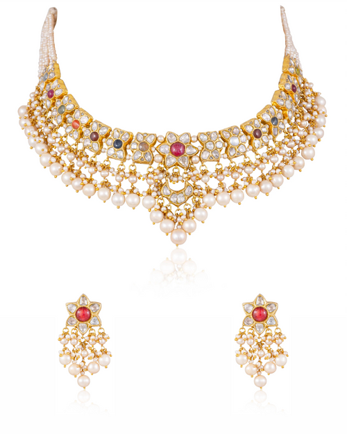 Rutuja Necklace And Samreen Tops Polki Set