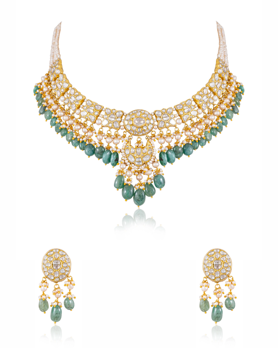 Phalak Necklace And Nishta Tops Polki Set