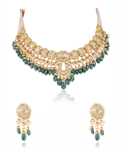 Krupali Necklace And Aarche Tops Polki Set