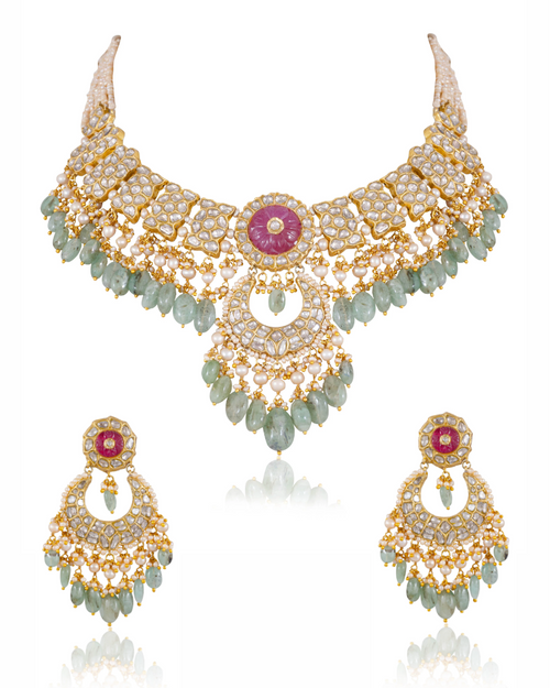 Jyoti Necklace And Amishi Chandbalis Polki Set